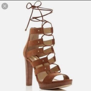 Michael Michael Kors Lace Up Suede Platform Heels | Size 8